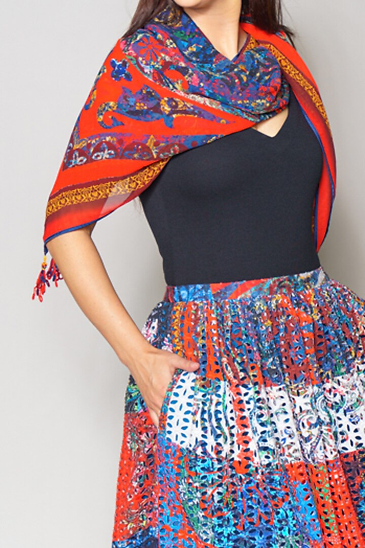 Multi Colored Cutwork Cotton Skirt by Payal Jain at Pernia's Pop Up Shop