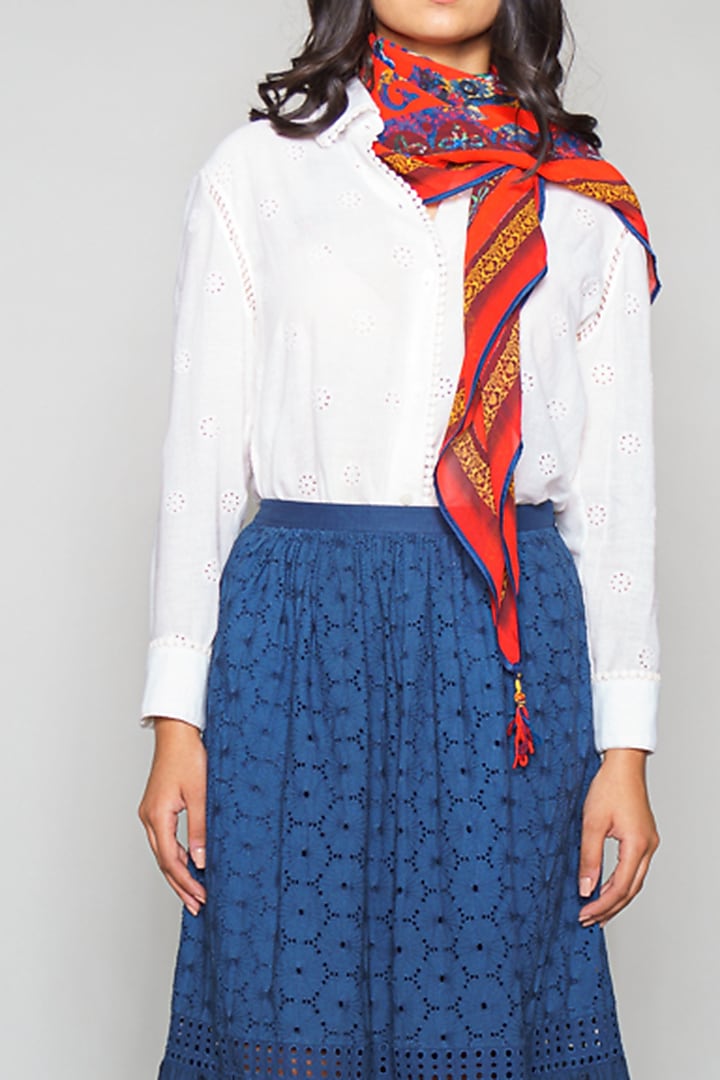 Blue Tiered Cotton Skirt by Payal Jain at Pernia's Pop Up Shop