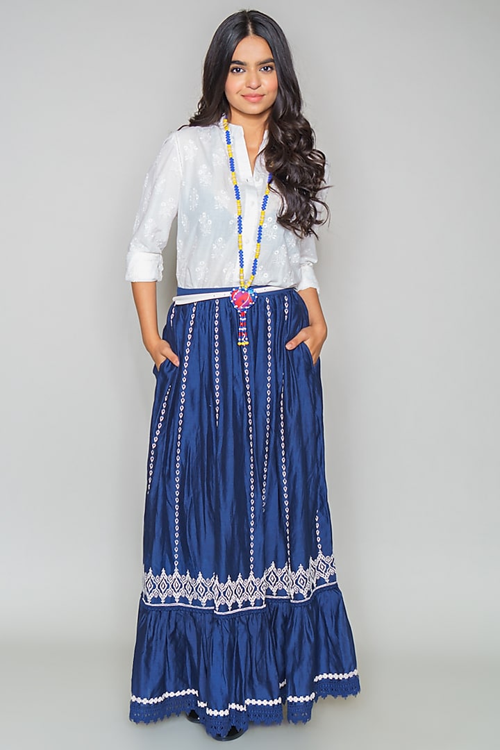 Blue Tiered Skirt by Payal Jain