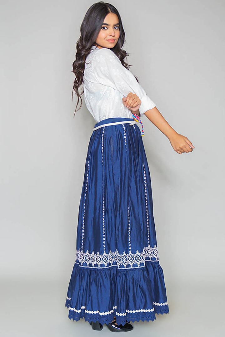 Blue Tiered Skirt by Payal Jain at Pernia's Pop Up Shop