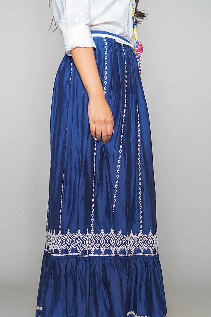Blue Tiered Skirt by Payal Jain at Pernia's Pop Up Shop