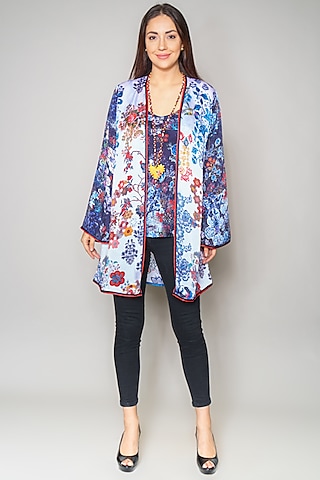 Multi Colored Satin Cape by Payal Jain