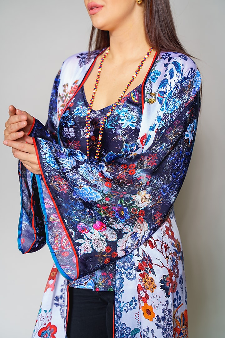 Multi Colored Satin Cape by Payal Jain at Pernia's Pop Up Shop