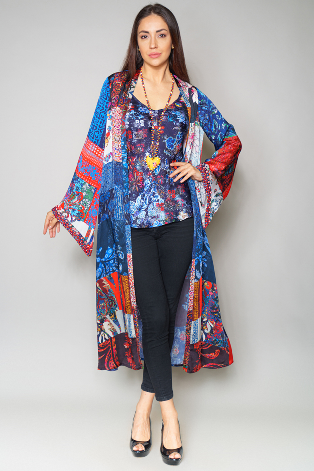 Multi Colored Cape In Satin by Payal Jain at Pernia's Pop Up Shop