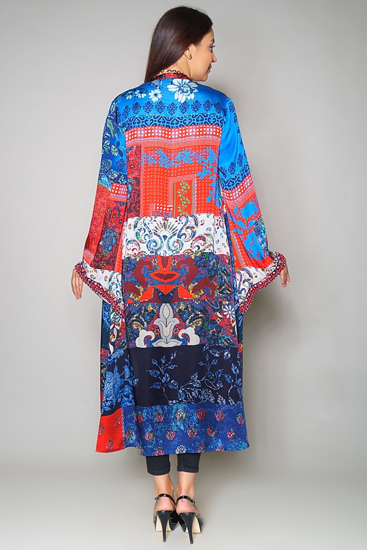 Multi Colored Cape In Satin by Payal Jain at Pernia's Pop Up Shop