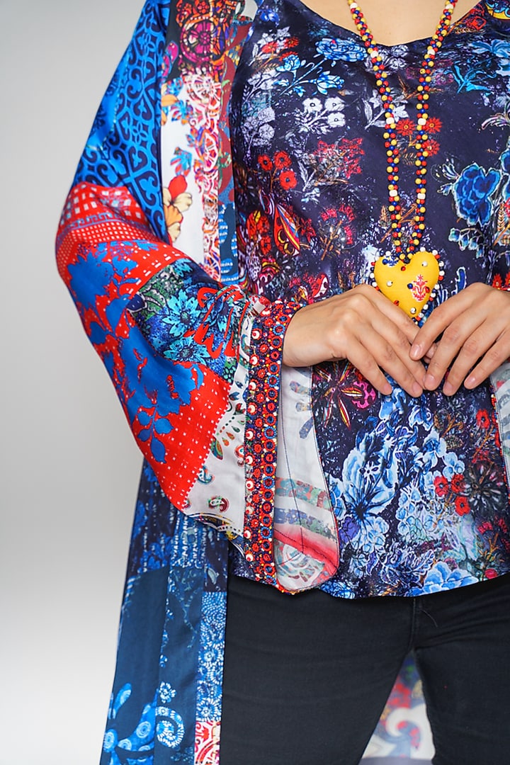 Multi Colored Cape In Satin by Payal Jain at Pernia's Pop Up Shop
