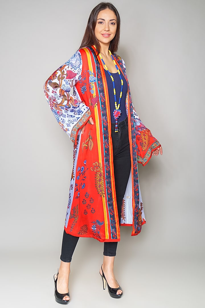Multi Colored Satin Cape by Payal Jain