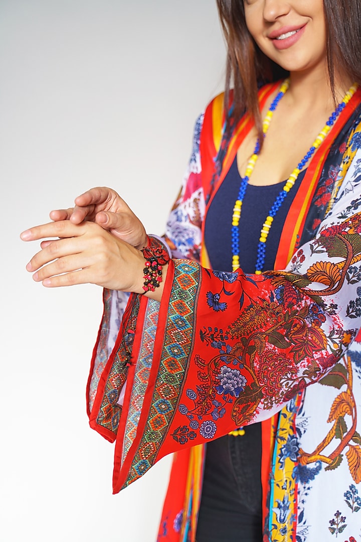 Multi Colored Satin Cape by Payal Jain at Pernia's Pop Up Shop