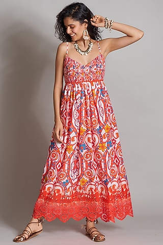 Red Printed Dress by Payal Jain