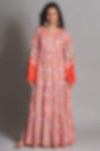 Red Ikat Tiered Dress by Payal Jain