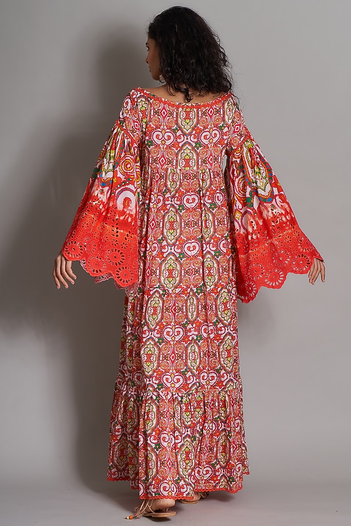 Red Ikat Tiered Vacation Dress by Payal Jain at Pernia's Pop Up Shop