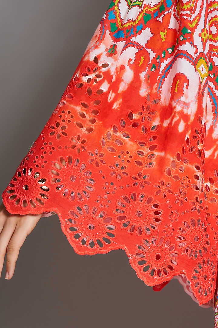 Red Ikat Tiered Vacation Dress by Payal Jain at Pernia's Pop Up Shop
