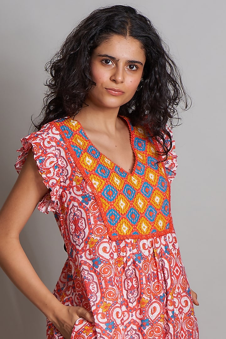 Red Ikat Tunic Summer Dress by Payal Jain at Pernia's Pop Up Shop