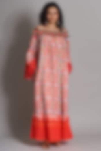 Red Ikat Printed Dress by Payal Jain