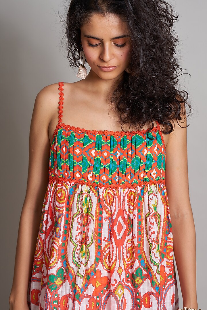 Red Ikat Pinafore Summer Dress by Payal Jain at Pernia's Pop Up Shop