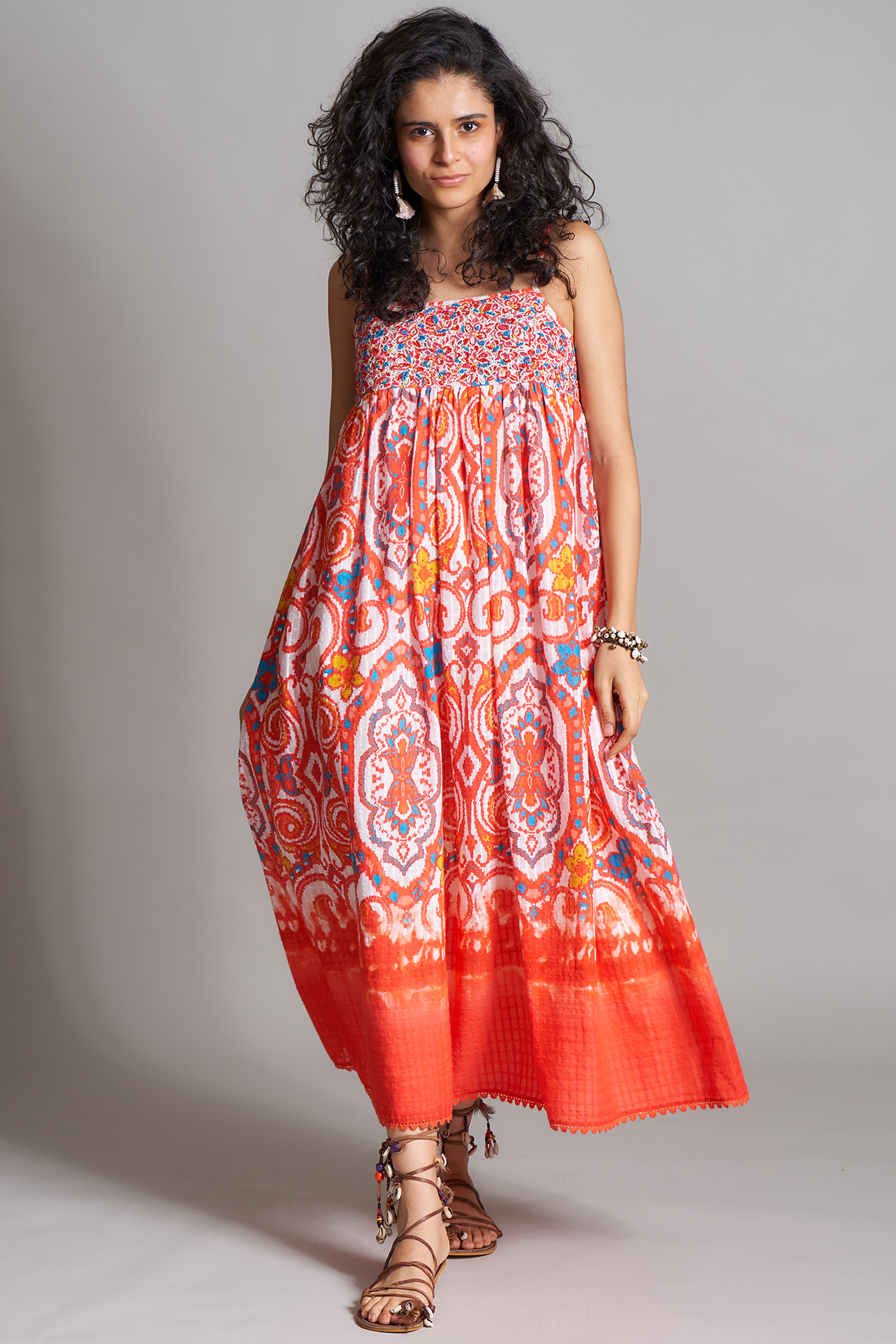 embroidered pinafore dress