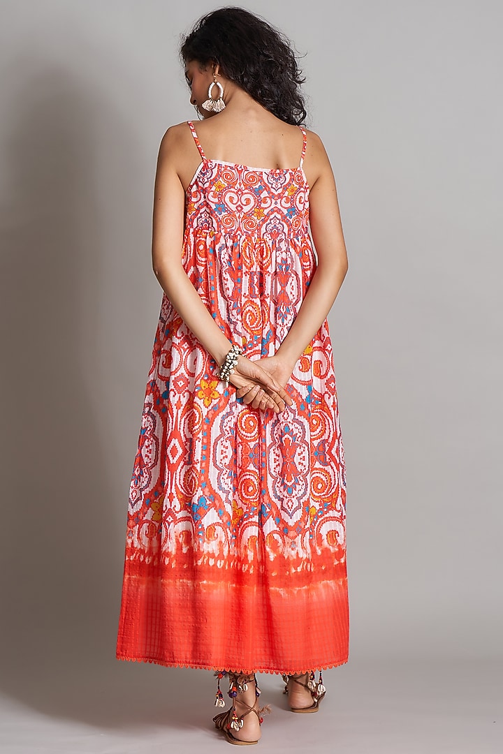 Red Ikat Embroidered Pinafore Summer Dress by Payal Jain at Pernia's Pop Up Shop