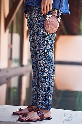 Indigo Blue Printed Slim Pants by Payal Jain