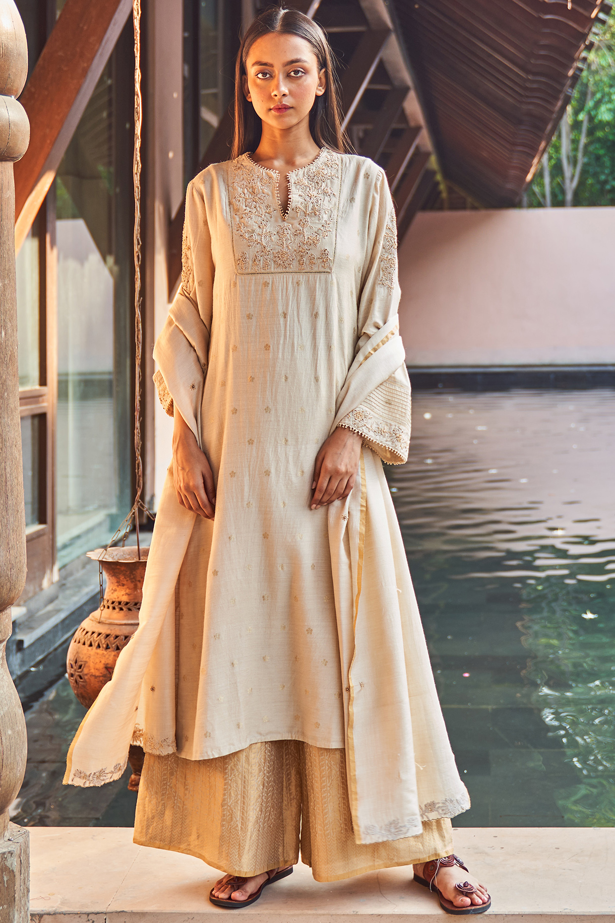 Natural White Tunic Set by Payal Jain at Pernia's Pop Up Shop
