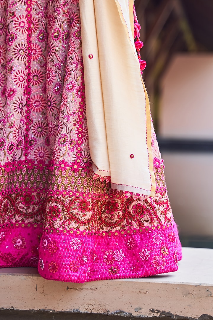 Pink & White Chikankari Wedding Lehenga Set by Payal Jain at Pernia's Pop Up Shop