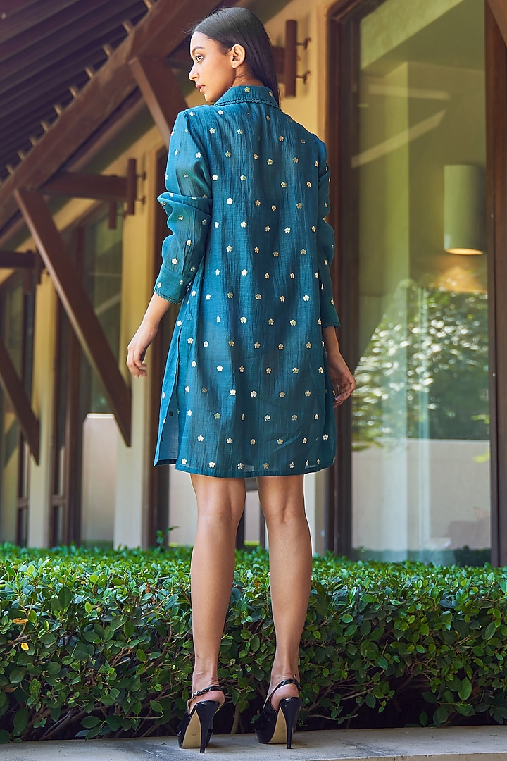 Green Cotton Shirt Tunic by Payal Jain at Pernia's Pop Up Shop