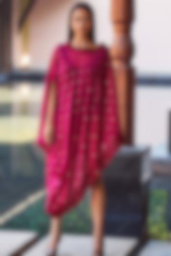 Burgundy Asymmetric Cover Up by Payal Jain at Pernia's Pop Up Shop