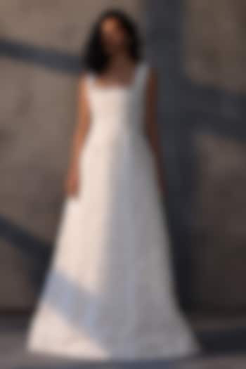 White Lace Applique Bridal Gown by Payal Jain at Pernia's Pop Up Shop