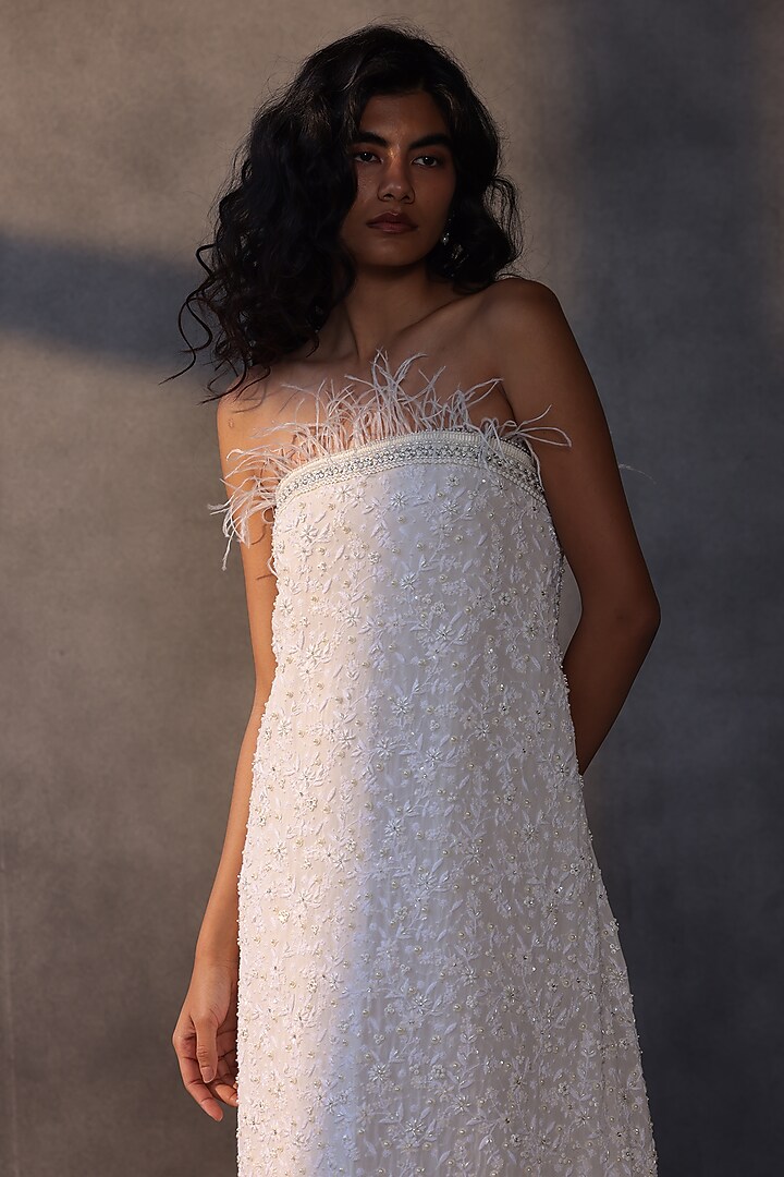 Ivory Georgette Chikankari Balloon Bridal Gown by Payal Jain at Pernia's Pop Up Shop