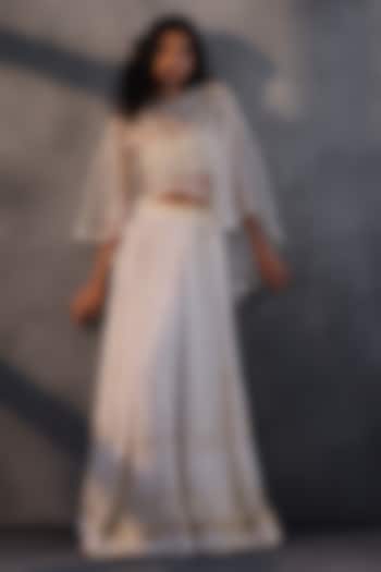 Off-White Georgette Chikankari Skirt by Payal Jain at Pernia's Pop Up Shop