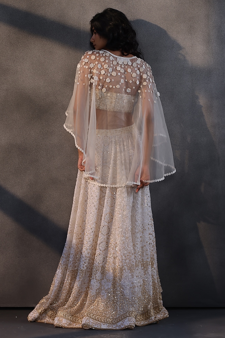 Off-White Georgette Chikankari Skirt by Payal Jain at Pernia's Pop Up Shop