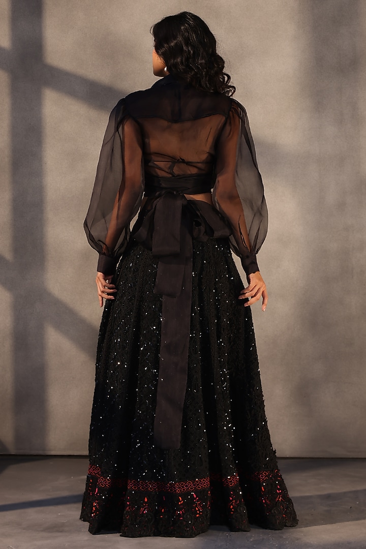 Black Georgette Chikankari Skirt by Payal Jain at Pernia's Pop Up Shop