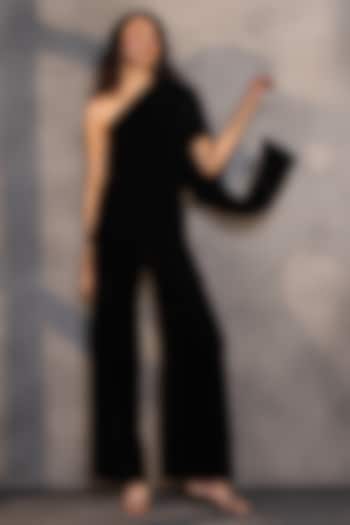 Black Velvet Wrap Jumpsuit by Payal Jain at Pernia's Pop Up Shop