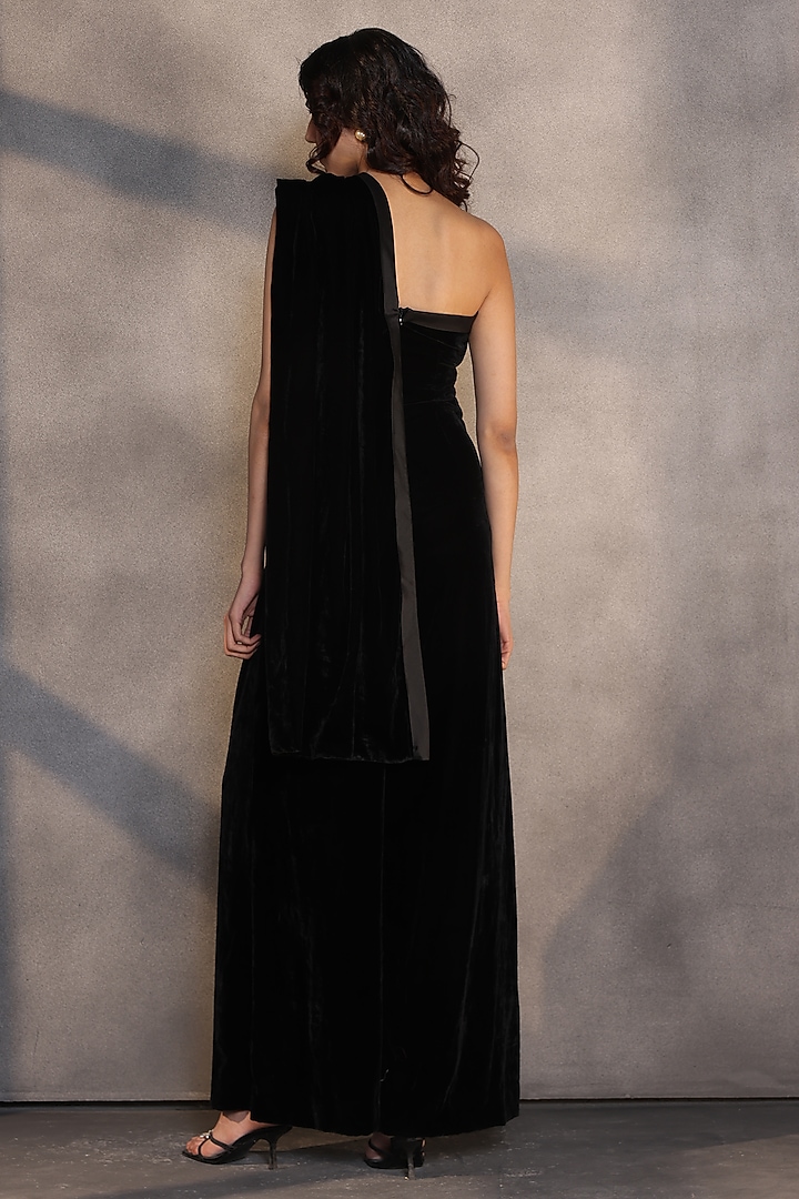 Black Velvet Wrap Jumpsuit by Payal Jain at Pernia's Pop Up Shop