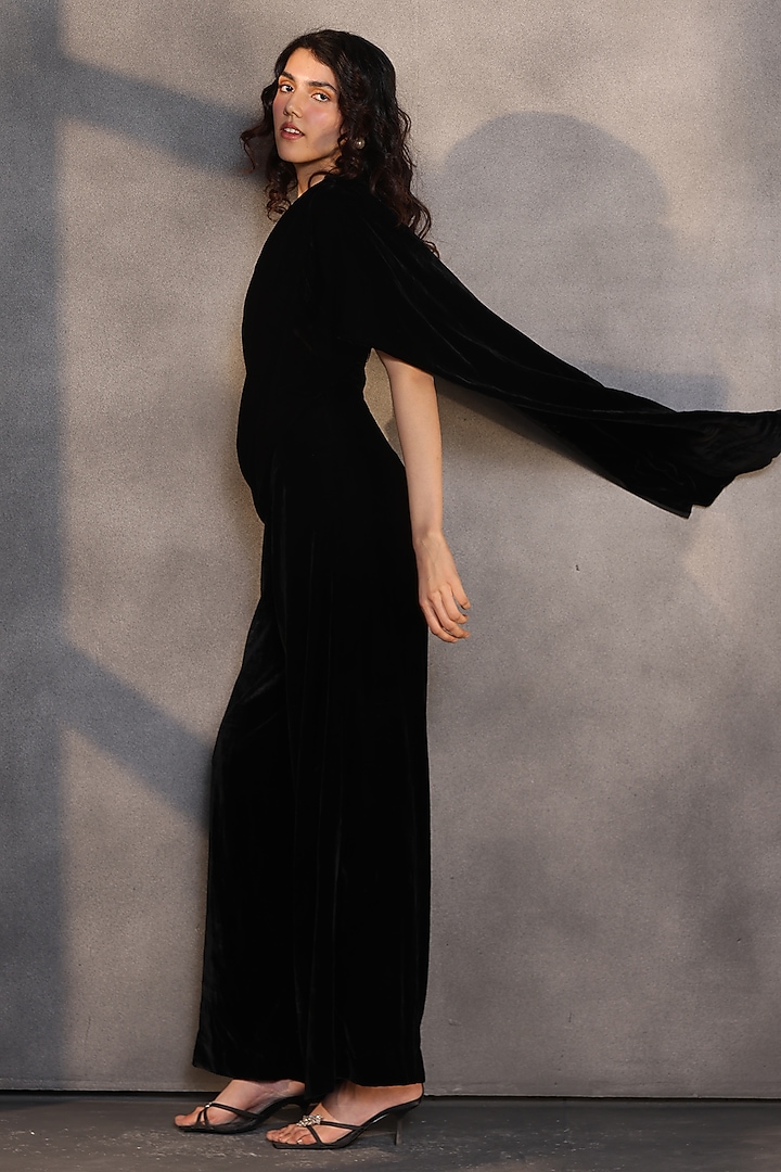 Black Velvet Wrap Jumpsuit by Payal Jain at Pernia's Pop Up Shop