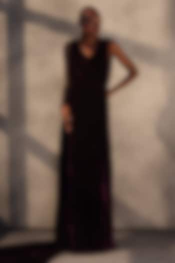 Garnet Velvet Draped Corset Engagement Gown by Payal Jain at Pernia's Pop Up Shop