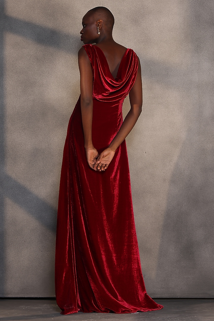 Ruby Red Velvet Gown by Payal Jain at Pernia's Pop Up Shop 2026