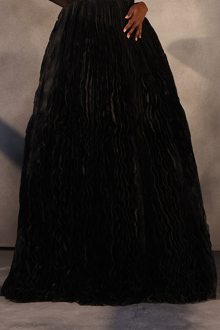 Ebony Black Taffeta Crystal Work Corset Bridal Gown by Payal Jain at Pernia's Pop Up Shop