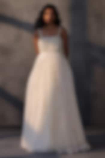 Ivory Taffeta Sequins Embroidered Bridal Gown by Payal Jain at Pernia's Pop Up Shop