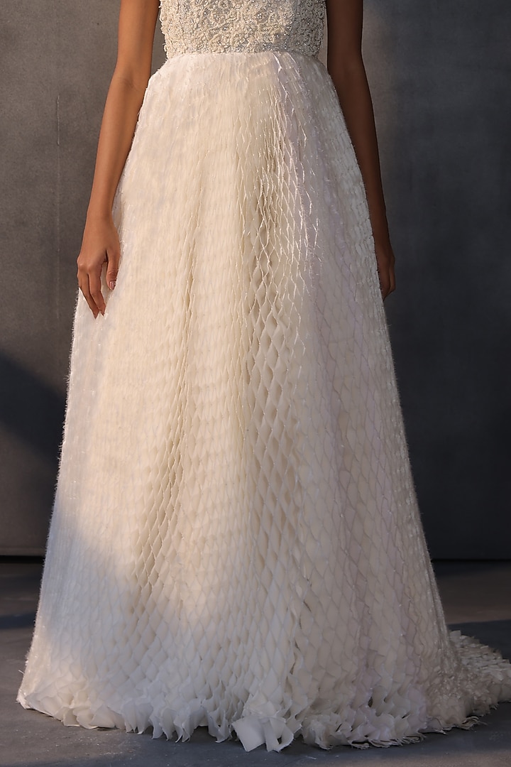Ivory Taffeta Sequins Embroidered Bridal Gown by Payal Jain at Pernia's Pop Up Shop