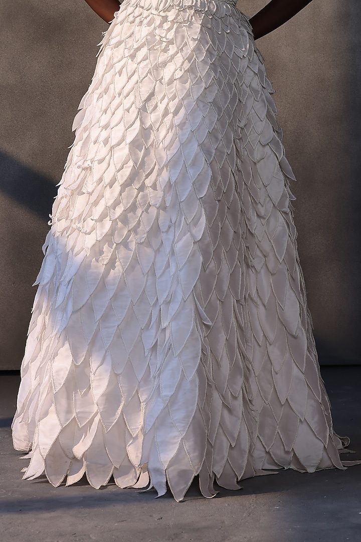 Off-White Taffeta Crystal Embroidered Corset Bridal Gown by Payal Jain at Pernia's Pop Up Shop