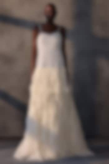 Ivory Taffeta Layered Corset Wedding Gown by Payal Jain at Pernia's Pop Up Shop