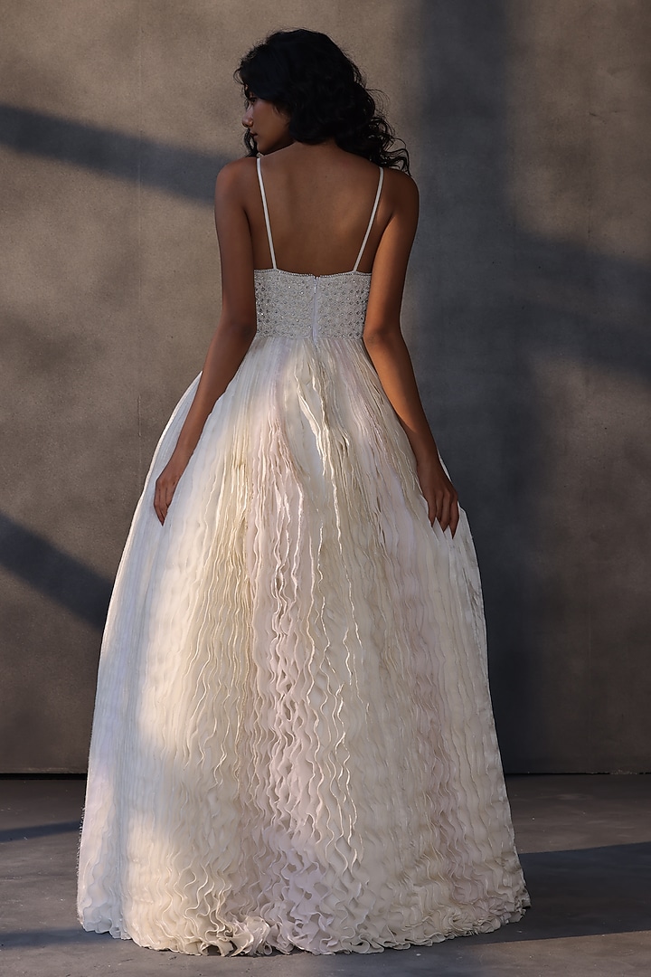 Ivory Taffeta Crystal Work Corset Party Wear Dress by Payal Jain at Pernia's Pop Up Shop