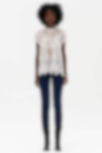 Off-White Sushi Voile Chikankari Embroidered Top by Payal Jain at Pernia's Pop Up Shop