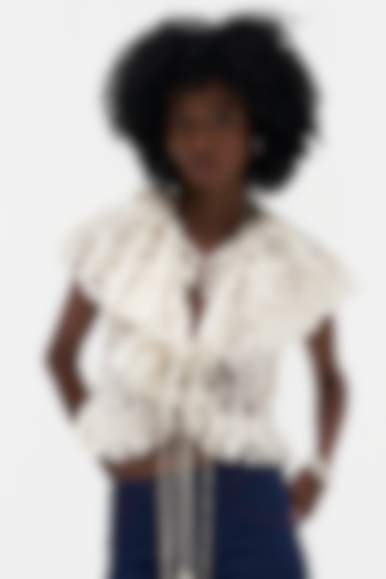Off-White Lace Blouse by Payal Jain at Pernia's Pop Up Shop