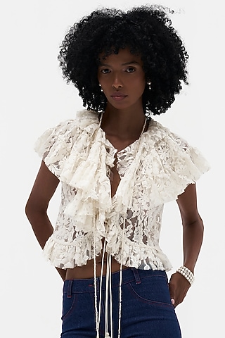 Off-White Lace Blouse by Payal Jain
