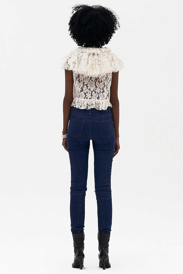 Off-White Lace Blouse by Payal Jain at Pernia's Pop Up Shop