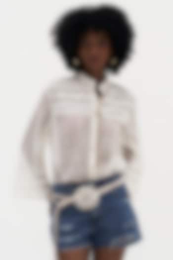 Off-White Mulmul Chikankari Embroidered Shirt by Payal Jain at Pernia's Pop Up Shop