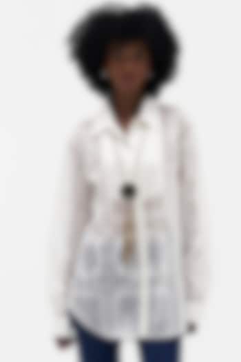 Off-White Sushi Voile Embroidered Shirt by Payal Jain at Pernia's Pop Up Shop