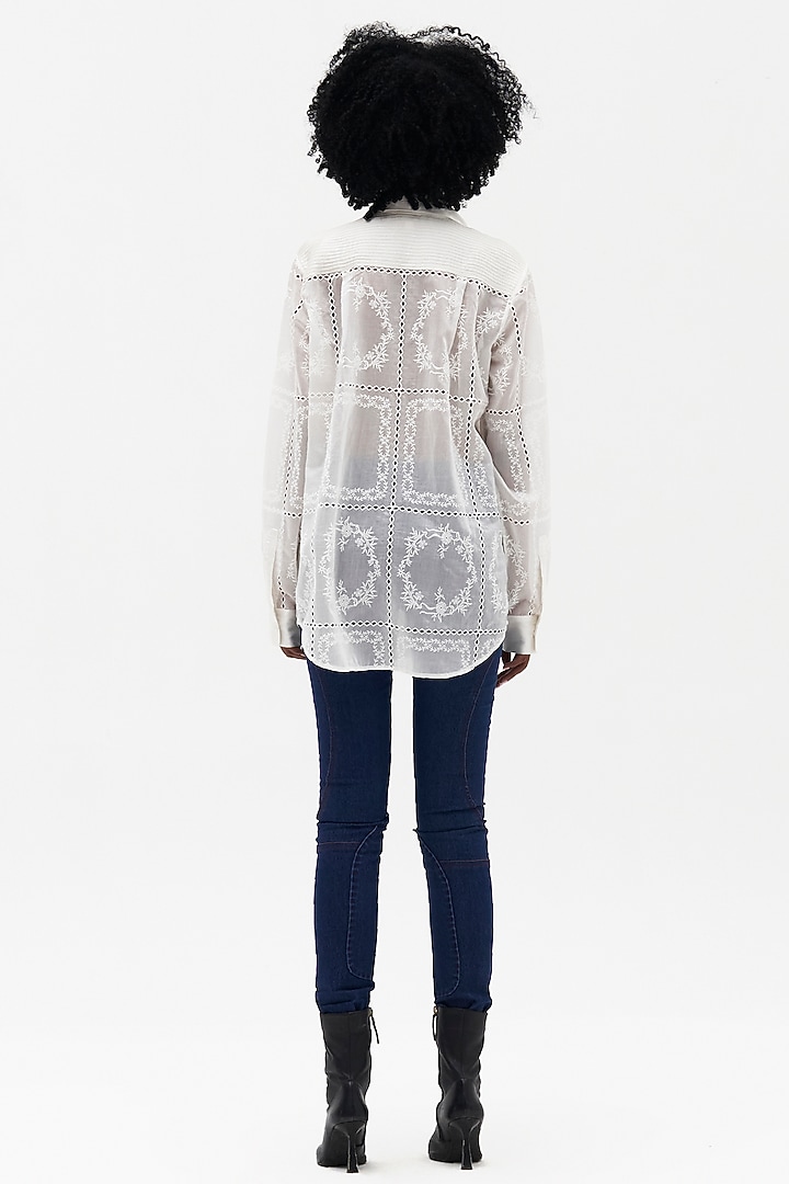 Off-White Sushi Voile Embroidered Shirt by Payal Jain at Pernia's Pop Up Shop