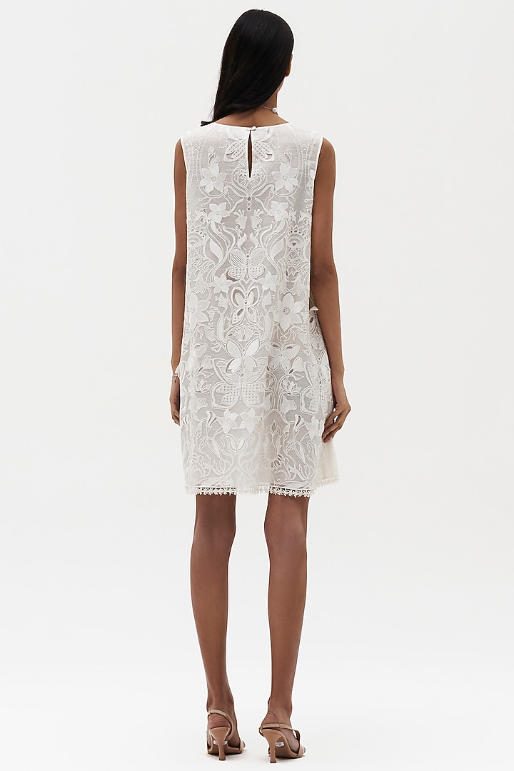Off-White Organza Embroidered Cocktail Dress by Payal Jain at Pernia's Pop Up Shop